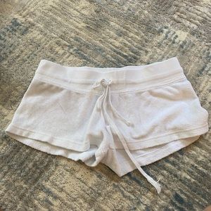White hard tail terry shorts
